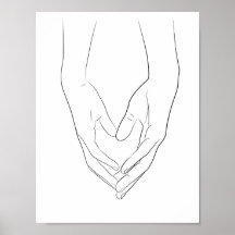 Att hålla Händer Heart Minimal Line Art Cute Simpl