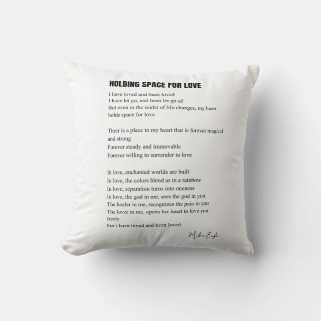 Att hålla utrymme för kärleksdikt kudde (Framsida)