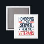 Att hedra alla som tjänade Tack Veterans Day Magnet<br><div class="desc">Att hedra alla som tjänade Tack Veterans Day American Flagga</div>