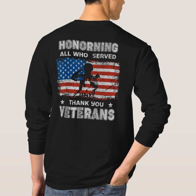 Att hedra alla som tjänat Tack veterandagen T Shirt (Baksida)