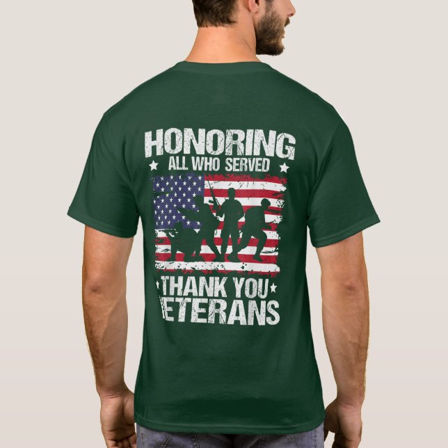 Att hedra alla som tjänat Tack veterandagen T Shirt (Baksida)