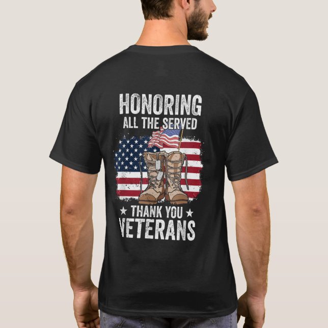 Att hedra alla som tjänat Tack veterandagen T Shirt (Baksida)