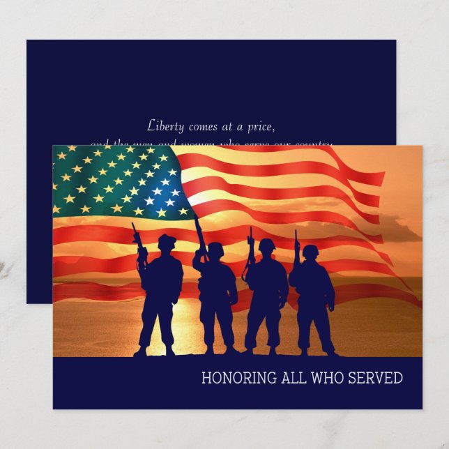 Att hedra alla som tjänstgjorde. Flata kort för ve (Fram/baksida)