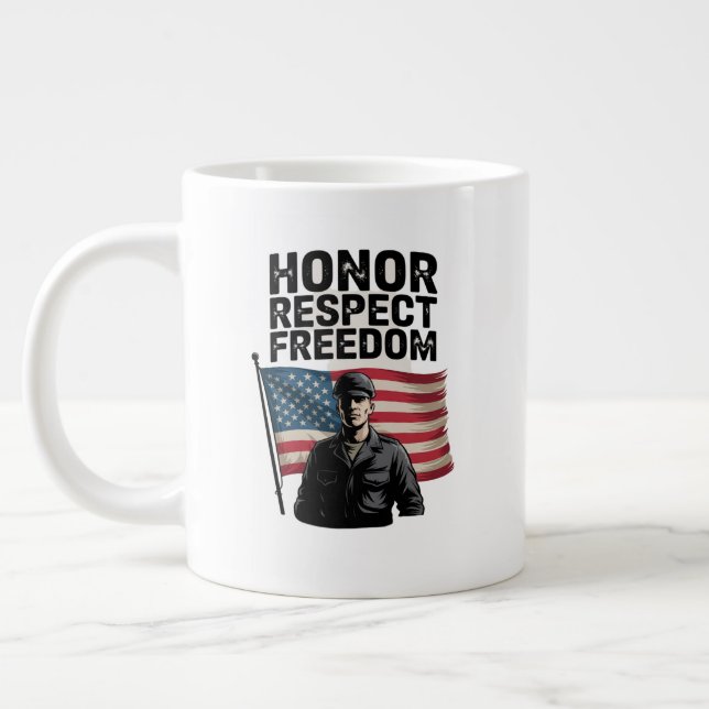 Att hedra Heroes Veteran Day Patriotic Design Jumbo Mugg (Vänster)