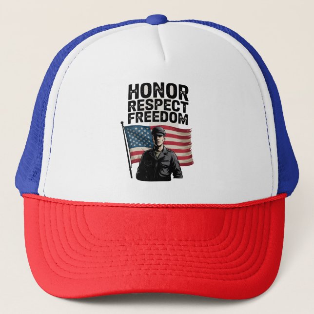 Att hedra Heroes Veteran Day Patriotic Design Keps (Framsida)
