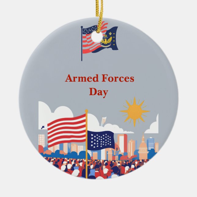 Att hedra våra hjältar: De väpnade styrkornas dag  Julgransprydnad Keramik (Framsidan)