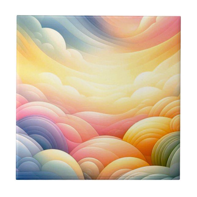 Att hitta fred i Puffy Dreamy Coluds Kakelplatta (Framsidan)