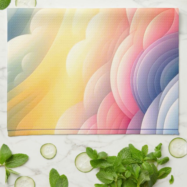 Att hitta fred i Puffy Dreamy Coluds Kökshandduk (Vikta)