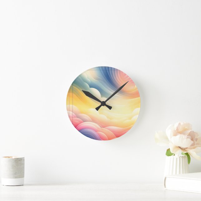 Att hitta fred i Puffy Dreamy Coluds Rund Klocka (Hem)