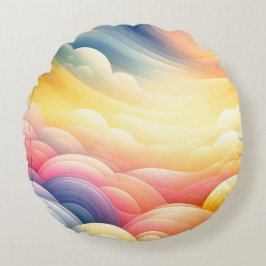 Att hitta fred i Puffy Dreamy Coluds Rund Kudde