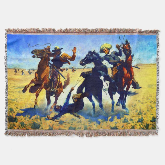 Att hjälpa en kamrat Frederic Remington 1890 Filt (Framsidan)