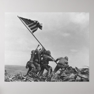 Att höja Flagga på Iwo Jima med Joe Rosenthal Poster