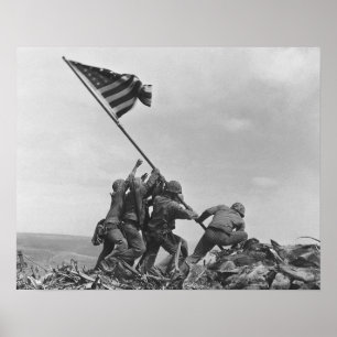 Att höja Flagga på Iwo Jima med Joe Rosenthal Poster