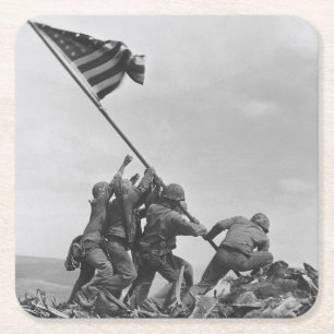 Att höja Flagga på Iwo Jima Underlägg Papper Kvadrat