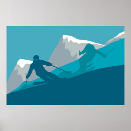 Att hoppa vid berg - Skiers Poster