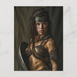 Att iking Woman Channeling the Amazon Vibe Vykort