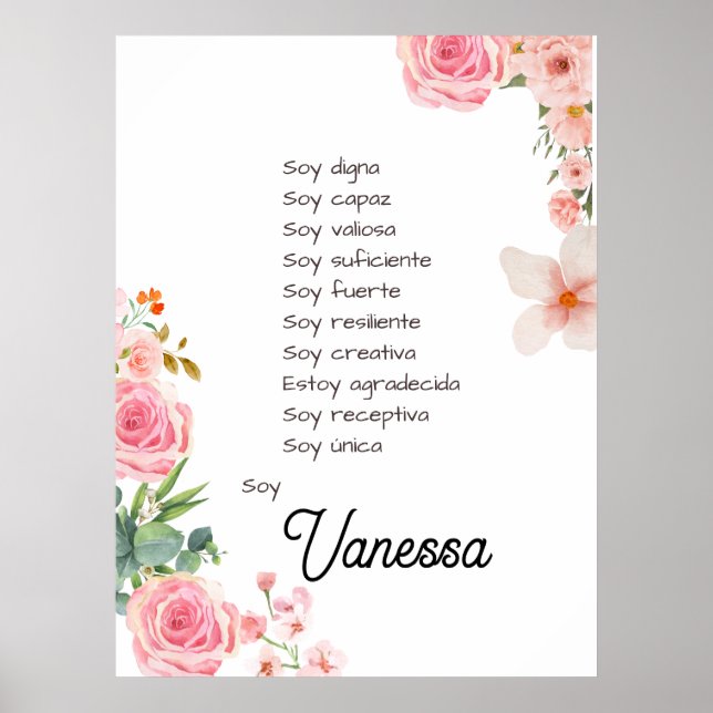 Att inspirera din resa med bekräftelser på spanska poster (Framsidan)