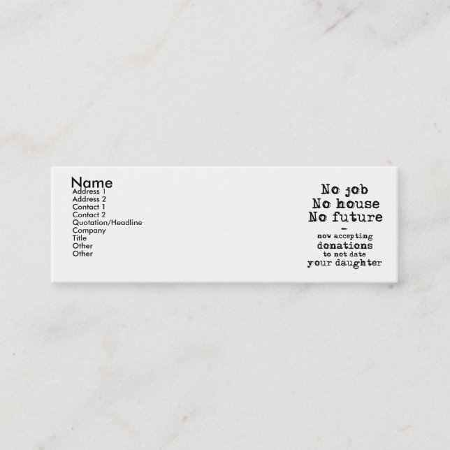 Att inte datera dina dotterdonationer profilera mini visitkort (Framsida)