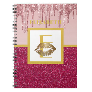 Att jaga Monogram flicka från Rosa ros Guld Glitte Anteckningsbok