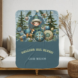 Att kalla alla Elves Snowflake-Roligten Julblått E Bebisfilt