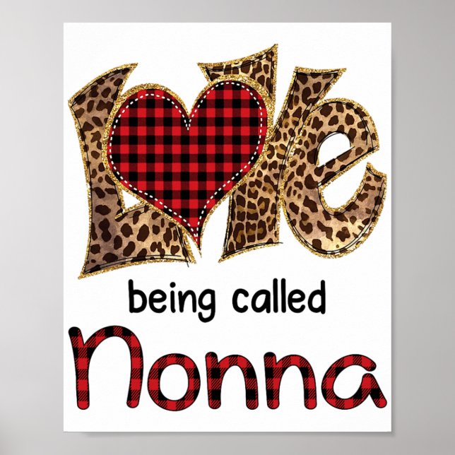 Att kallas Nonna Leopard Heart Mors dag Poster (Framsidan)