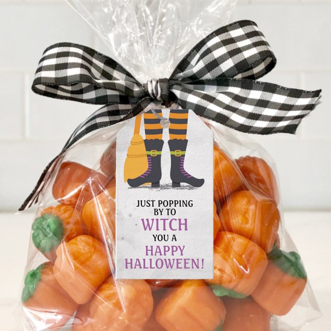 Att kasta en Happy halloween-Märkre Presentetikett (Funny Witchy Halloween Favor Tag)