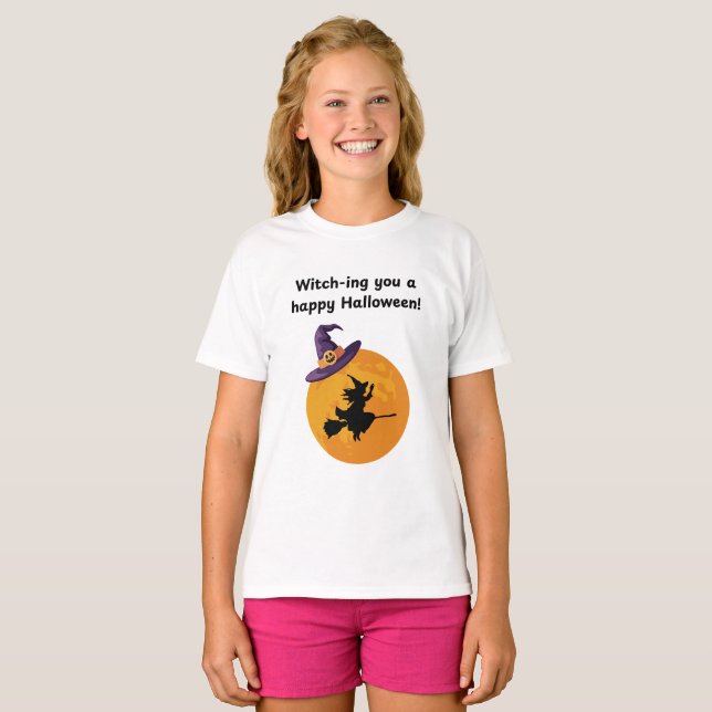 Att kasta en happy halloween! t shirt (Hel framsida)