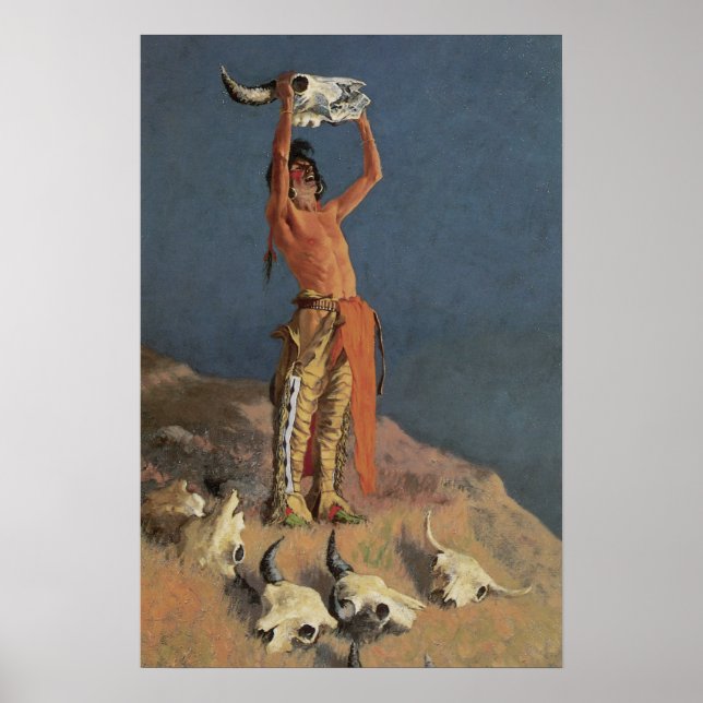 Att kasta tillbaka Buffalo av Frederic Remington Poster (Framsidan)