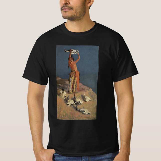Att kasta tillbaka Buffalo av Frederic Remington Tee (Framsida)