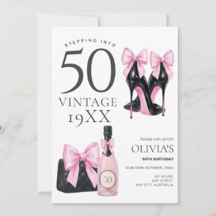 Att kliva in i 50 Rosa 50-års inbjudan