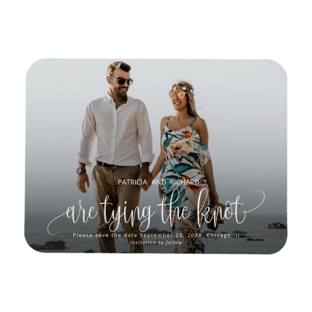 Att Knyta Knuten Bröllop Spara Datum Foto Magnet (Horisontell)