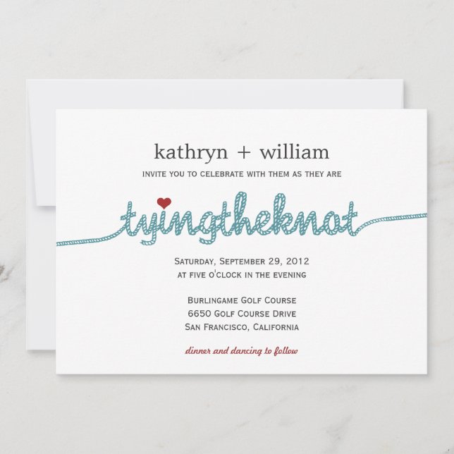 Att knyta knuten Modernt brölloppsinbjudan Inbjudningar (Framsida)