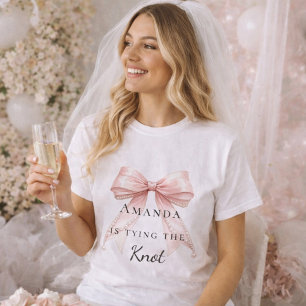Att knyta knuten rosa bow pärlor möhippa t shirt