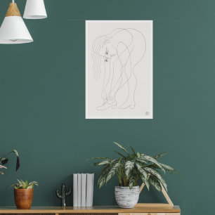 Att knyta snören - Stor arkiv ritningstryck Poster