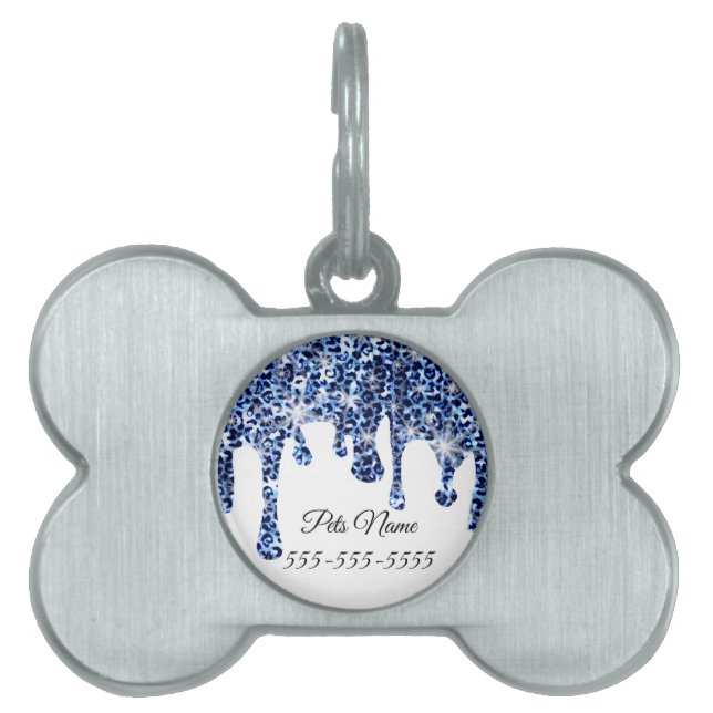 Att köra blå Cheetah Sparkles ID-bricka Husdjur (Framsidan)