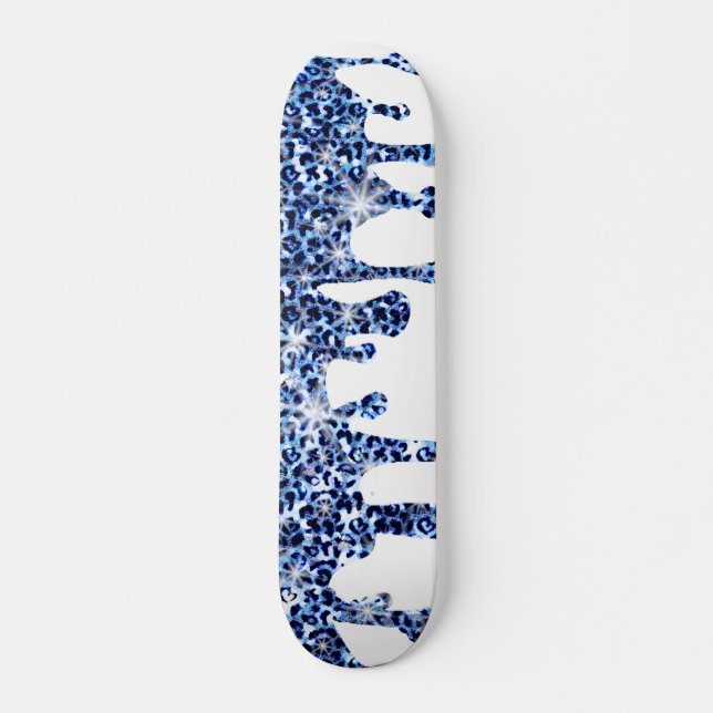 Att köra blå Cheetah Sparkles Mini Skateboard Bräda 18,5 Cm (Framsida)