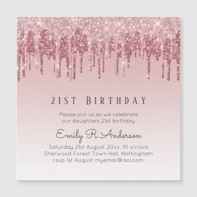 Att köra Glitter Ro Guld 21:a födelsedag Rosa Girl (Framsida)