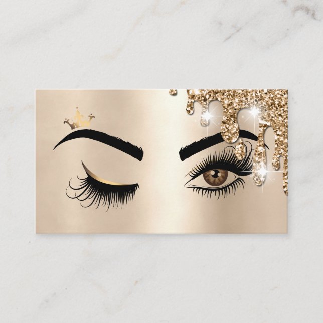Att köra Guld Makeup Wink Öga Beauty Salon Lash Visitkort (Framsida)