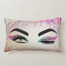 Att köra guld Wink Öga Long Lash Makeup Artist Lumbarkudde