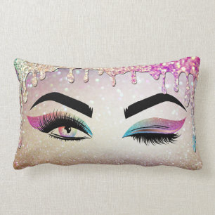 Att köra guld Wink Öga Long Lash Makeup Artist Lumbarkudde