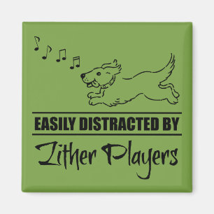 Att köra Hund enkelt distraherat av Zither-spelare Magnet