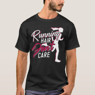 Att köra joggning i hårkors bry sig inte om flicka t shirt
