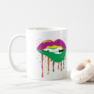 Att köra Läppar Mardi Gras Kaffemugg