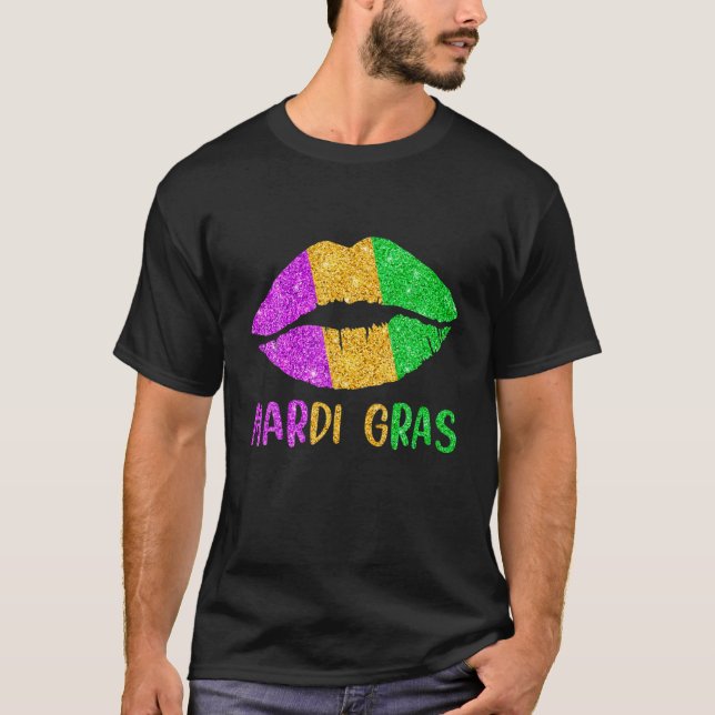 Att köra Lip Biting Fleur De Lys Mardi Gras Funny T Shirt (Framsida)