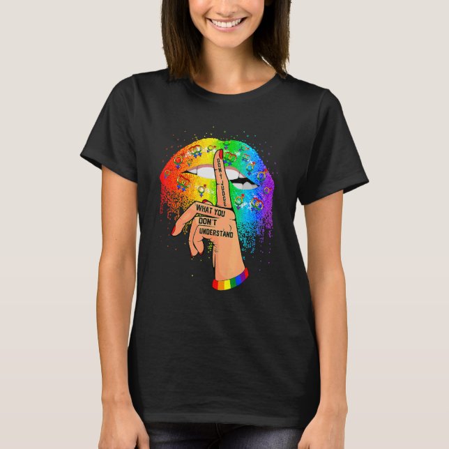 Att köra regnbåge Läppar Hand Domare inte Lgbt Gay T Shirt (Framsida)