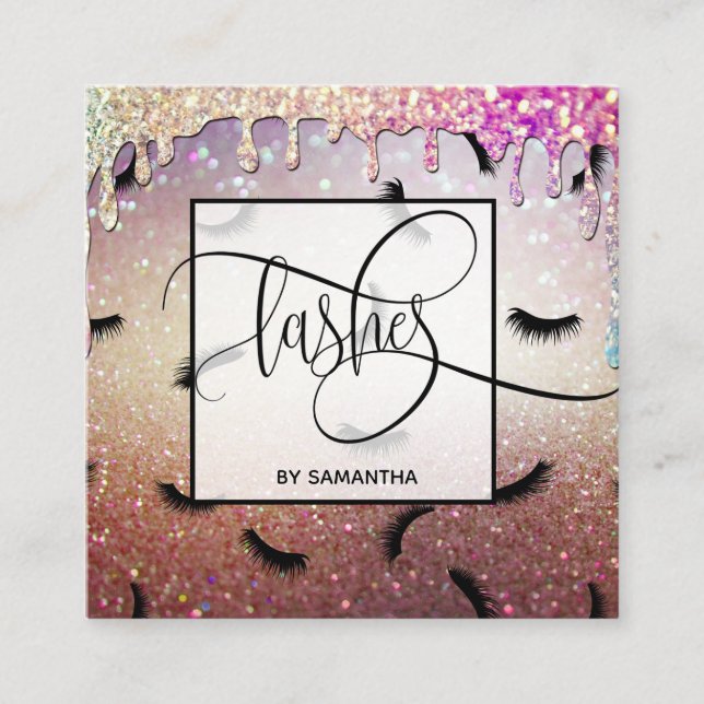 Att köra tankstreck i Mönster på Guld-lashen Fyrkantigt Visitkort (Framsida)