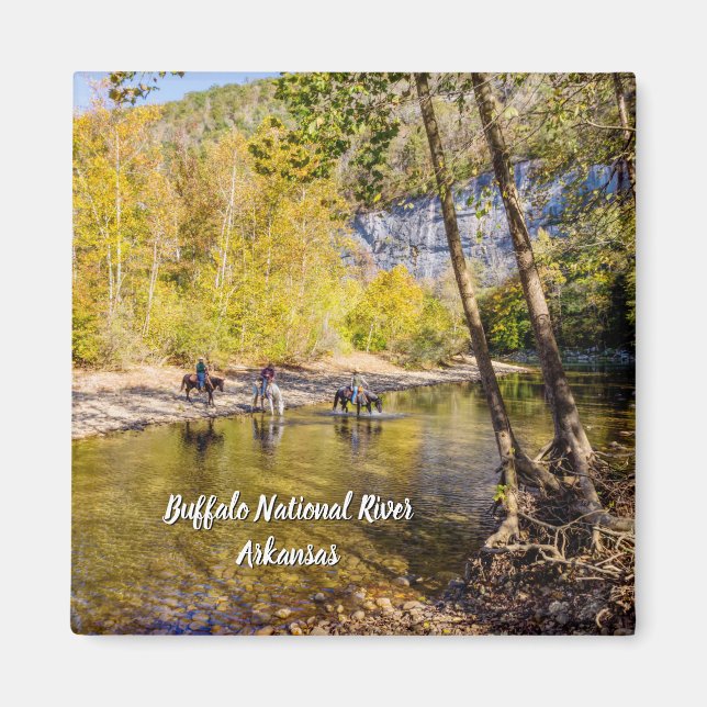 Att korsa Buffalo River Square Magnet (Framsidan)