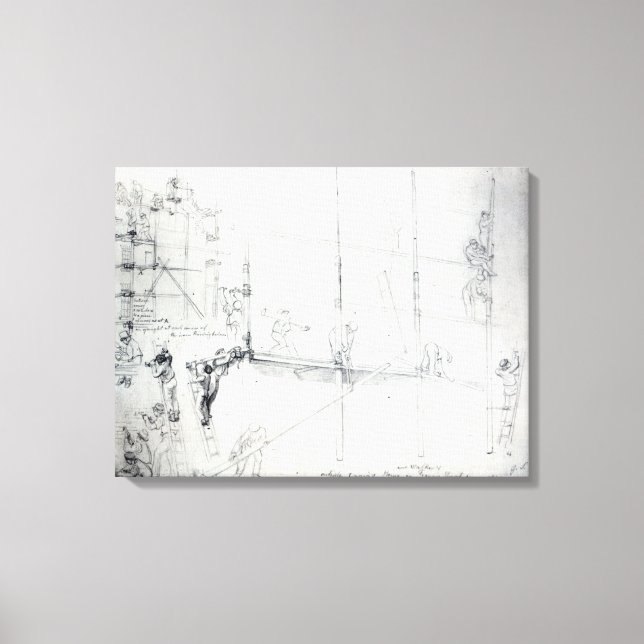 Att lägga upp byggnadsställningar utanför Craigs h Canvastryck (Framsida)