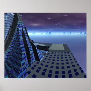 Att landa vadderar Gingezel konst centrerar Sci Fi Poster