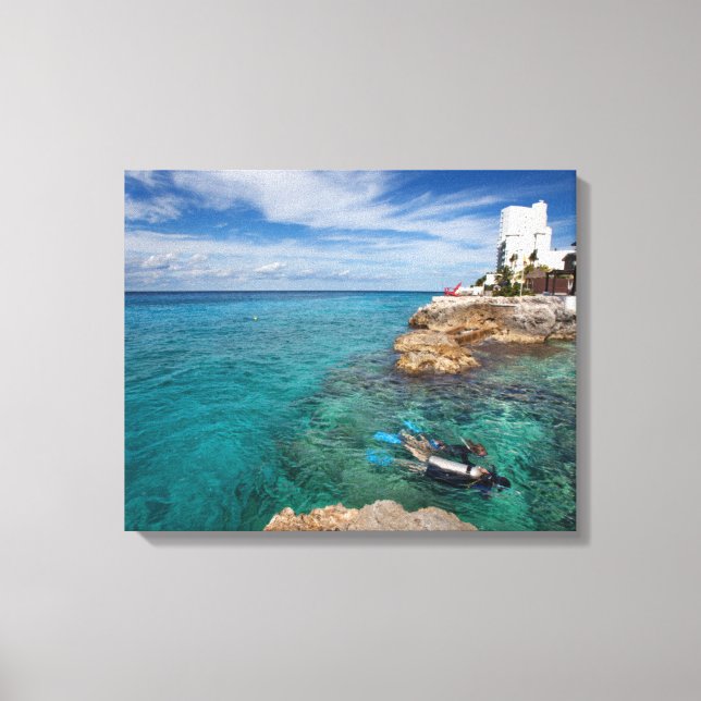 Att lära sig att dyka upp, Cozumel Mexico Canvastryck (Framsida)